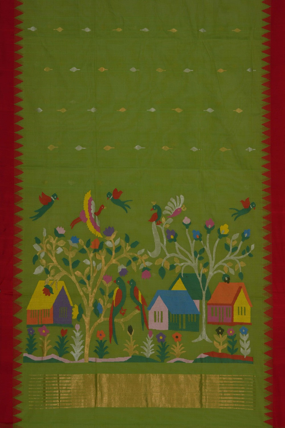 Image of Uppada Cotton Green Saree